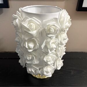 White Floral Rose Accent Lamp - Elegant Home Accent